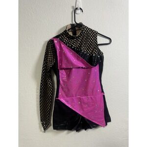 Satin Stitches Professional Dance Costume Dress Black Pink Size S/M